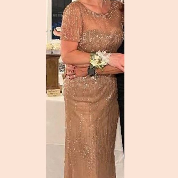 Montage by Mon Cheri Dark Taupe beaded gown - Picture 2 of 13